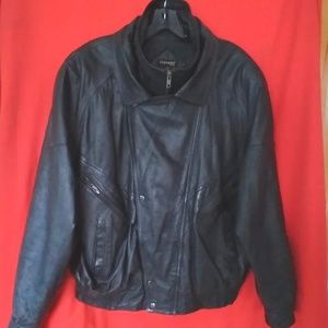 Stefano Black Leather Jacket Size M